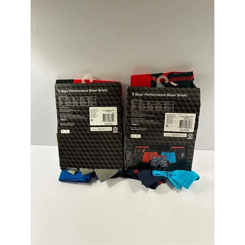 Athletic Works Boys 10 Pack Performance Boxer Briefs Size S/CH 6-7